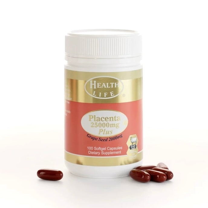 Health Life Placenta 25000mg + Grape Seed 紐西蘭 胎盤葡萄籽精華膠囊 100粒