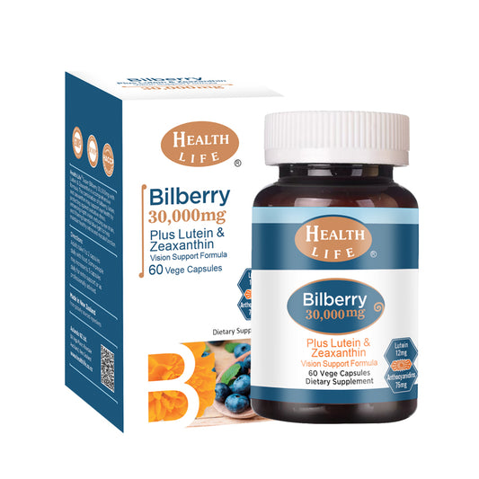 Health Life Bilberry Plus Lutein 高含量越橘 30000mg 含葉黃素 60粒