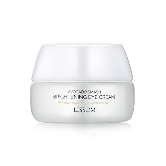 Lissom Avocado Smash Brightening Eye Cream 30ml; reduces dark circles and wrinkles, nourishes skin with avocado, kiwi, peptides, Made in New Zealand