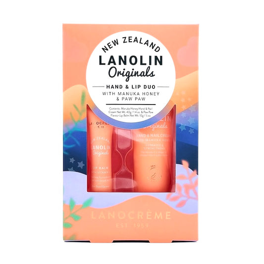 Lanocrème Lanolin Hand & Lip Duo，紐西蘭蘭儂，麥蘆卡蜂蜜番木瓜，潤唇膏護手霜套組