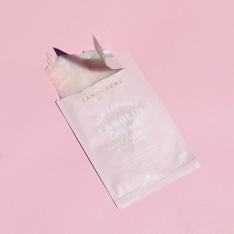 Lanocrème Lanolin Originals Sheet Mask with Vitamin E 紐西蘭蘭儂 維他命Ｅ保濕緊緻面膜 5片入