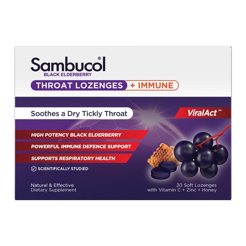 Sambucol 黑接骨木 潤喉+免疫 舒緩潤喉糖 20粒