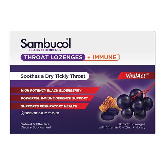 Sambucol 黑接骨木 潤喉+免疫 舒緩潤喉糖 20粒