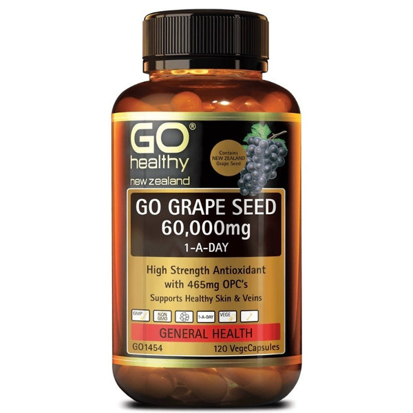 Go Healthy Grape Seed <br>紐西蘭高之源 葡萄籽膠囊 60000mg 120粒 01.2025