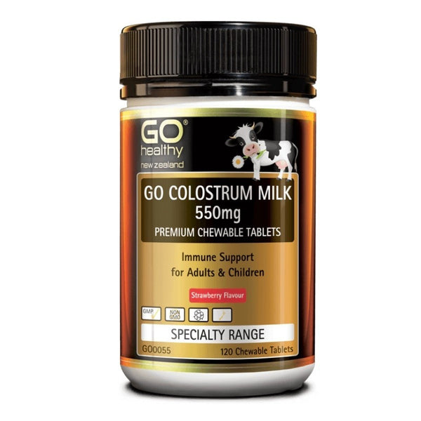 Go Healthy Colostrum Milk <br>紐西蘭高之源 牛初乳咀嚼片 <br>草莓口味 120粒